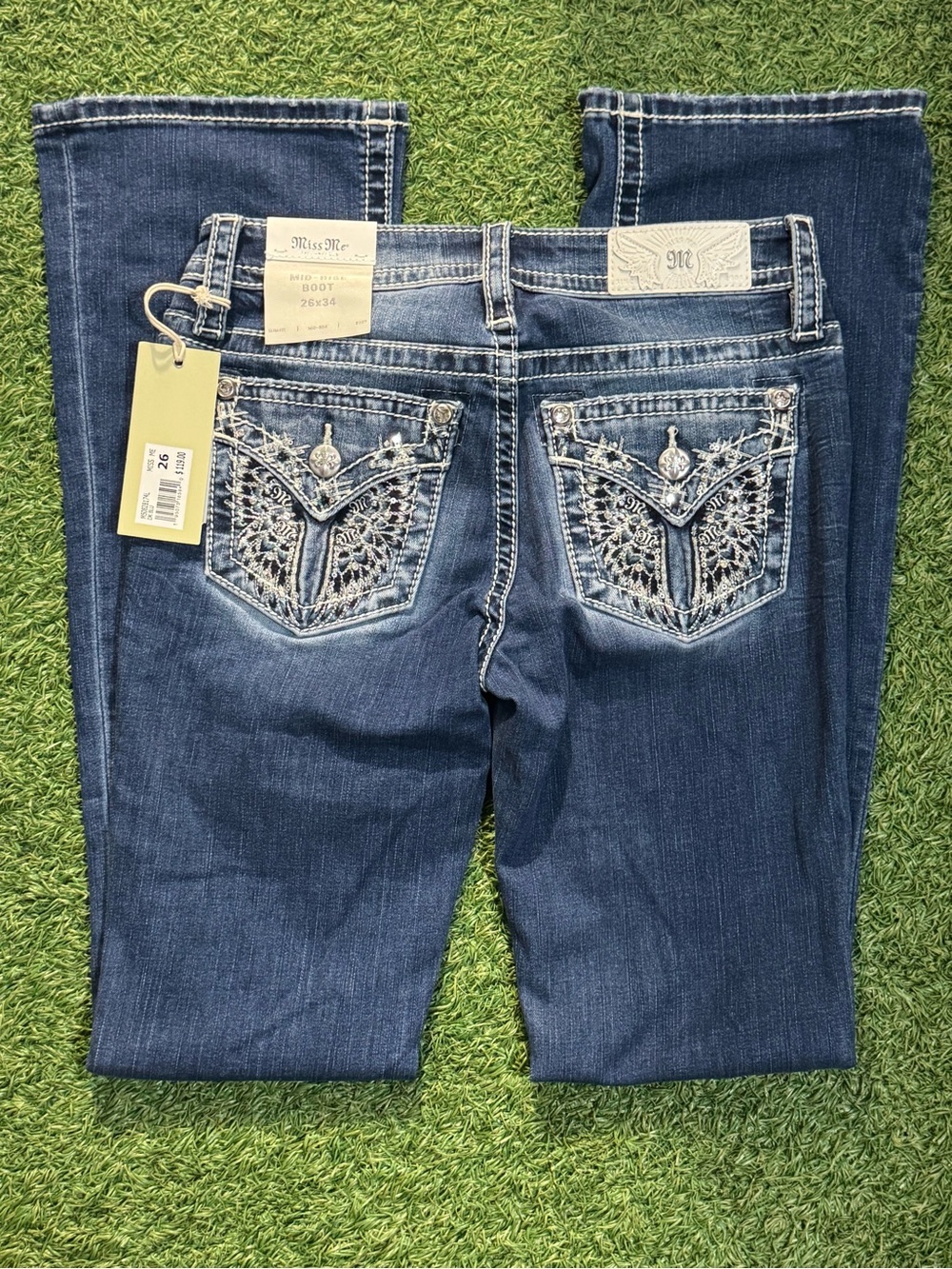 Miss Me Jeans Mid-Rise Bootcut Size 26x34 M5082B174L Dk Blue ~ NWT